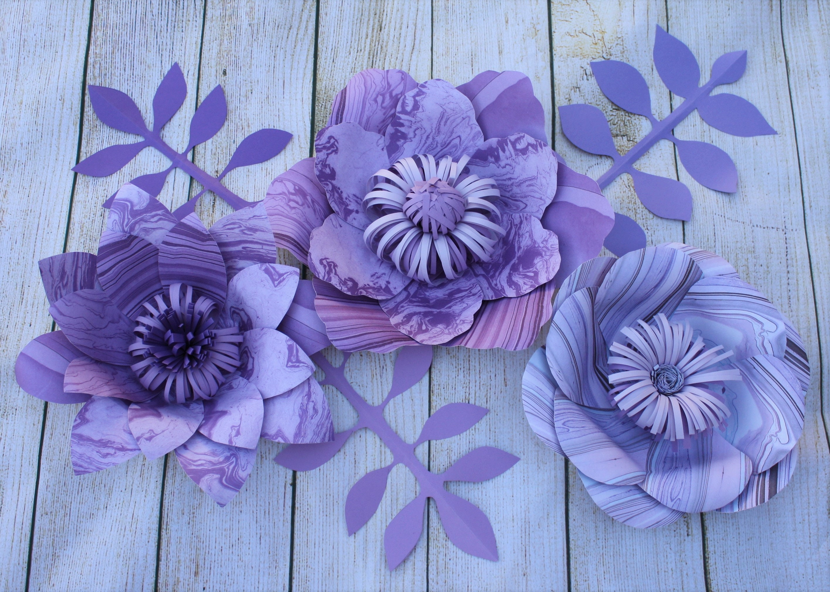 Purple Paper Flowers Wall Decor Pink Purple Paper Flowers Etsy