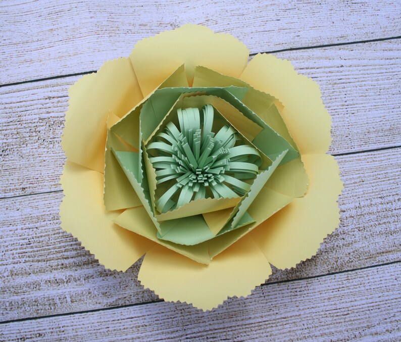 Yellow Paper Flowers Wall Decor Green Paper Flowers Etsy