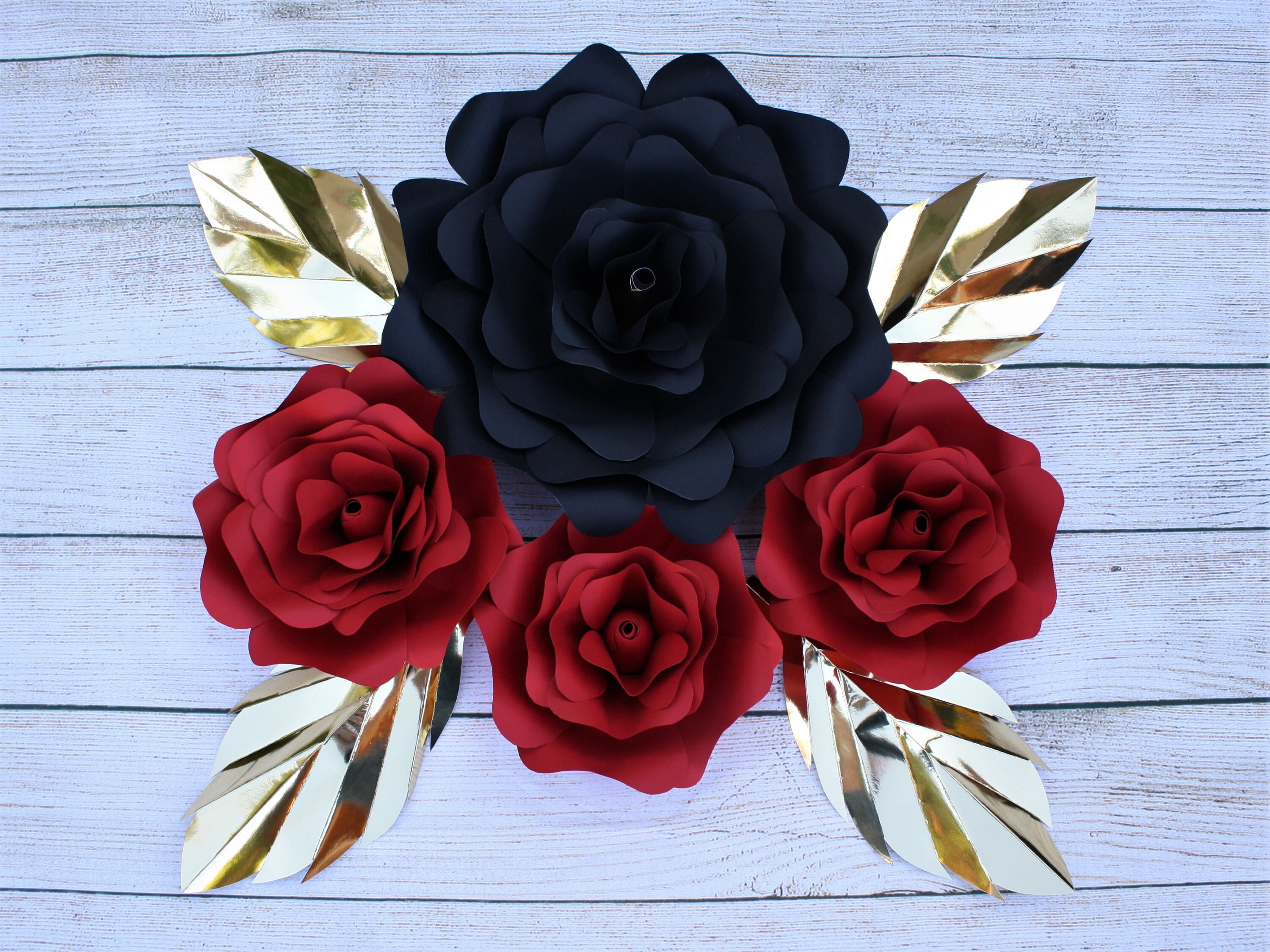 Red and Black Paper Flower Backdrop Paper Flowers for Wall Etsy