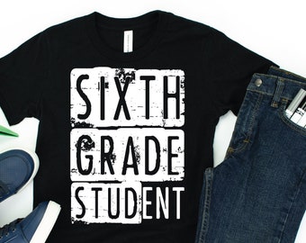 Sixth Grade STUDent Boys Short Sleeve T-Shirt - First Day of School - Back to School - School Shirt - Funny Boys Shirt - Youth SM-XL