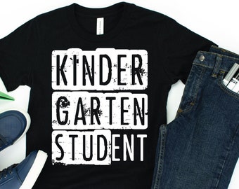Kindergarten Grade STUDent Boys Short Sleeve T-Shirt - First Day of School - Back to School - School Shirt - Funny Boys Shirt - Youth SM-XL