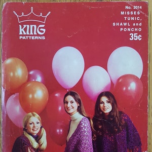 King Patterns No. 2014 Misses Tuniek, Sjaal &Poncho Haak patroon Folder