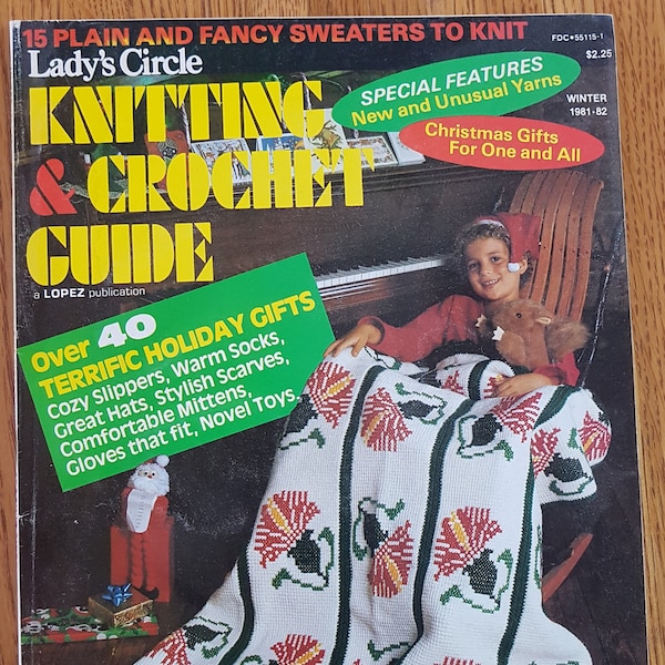 Lady's Circle Knitting & Crochet Guide Magazine # 21 Winter 1981 - Pullover, Afghanen, Hausschuhe, Socken, Mützen, Schals Fäustlinge, Spielzeug,