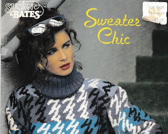 Susan Bates Sweater Chic Knit Pattern Book 1988