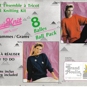 Grand Moulin #78-P Promotion Sweater Knitting Pattern Leaflet Bilingual - French and English