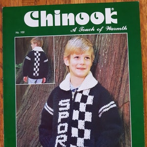 Vintage Chinook Childrens Sport Cardigan Knitting Pattern No 100 Sizes 8, 10 & 12
