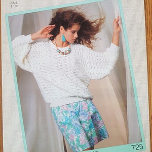 Bouquet #725 Cotton Look Deep Raglan Pullover Knitting  Pattern Leaflet