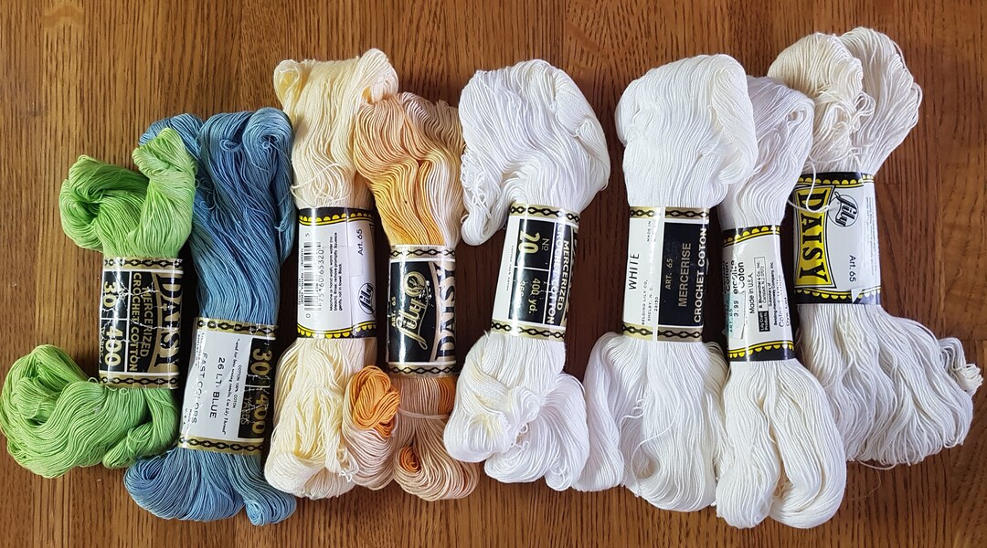 Vintage Daisy Mercerized Crochet Cotton Size 10, Size 20, Size 30 White