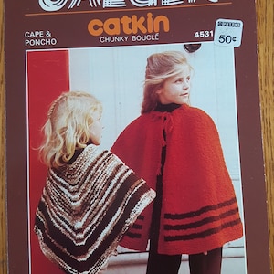 Kinder Cape und Poncho Jaeger Strickanleitung Faltblatt Nr. 4531 - Vintage 1975