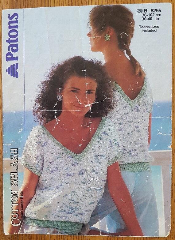 Patons Cotton Splash V Back and Front Top Knitting Pattern | Etsy