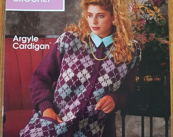 Dames Argyle Cardigan Annies Attic Leaflet # 87A12 1992