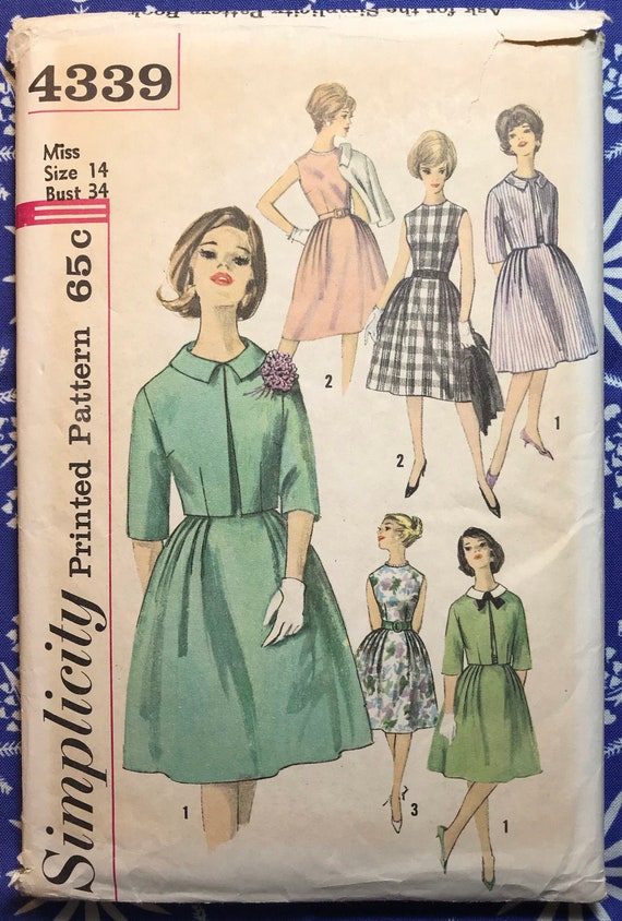 1960s Vintage Dress Pattern Simplicity 4339 34 Bust Etsy Canada