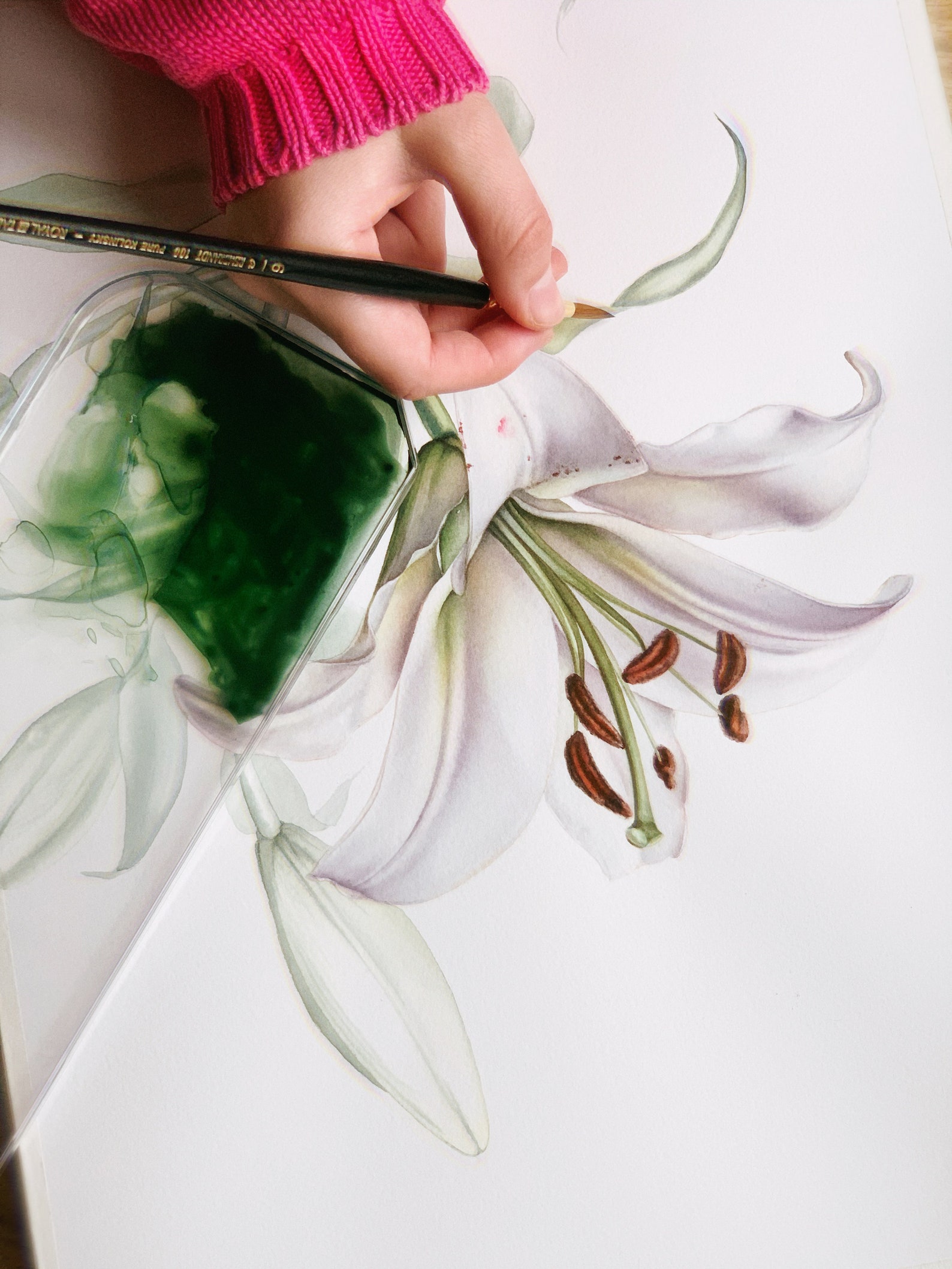 How to Paint Lily, Easy Watercolor Tutorial, Step by Step Flower Video Lesson, Downloadable