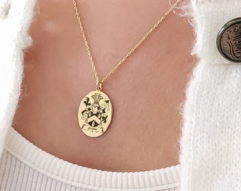 Family Crest Necklace-Custom Family Crest Necklace-Coat of Arms Necklace-Custom Signet Pendant-Family Crest Signet Necklace-College Necklace