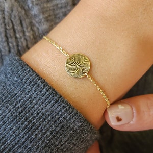 Gouden vingerafdrukarmband-sterlingzilveren vingerafdrukarmband handschrift armband-vingerafdruksieraden-herdenkingscadeau-