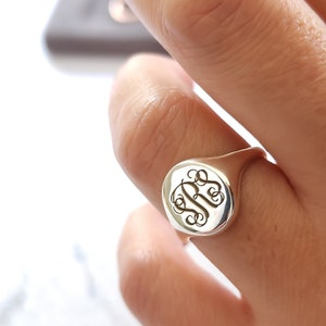 Personalized Signet Ring-Engraved Ring-Signet Ring-Monogram Ring-Personalized Jewelry-Monogram Jewelry-Gifts For Her-Gold Signet Ring