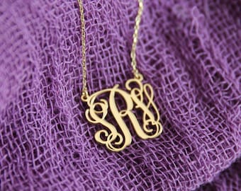 Monogram Necklace- Dainty Your Initials Necklace -Personalized Monogram Jewelry Gold Monogram Necklace •Custom Necklace