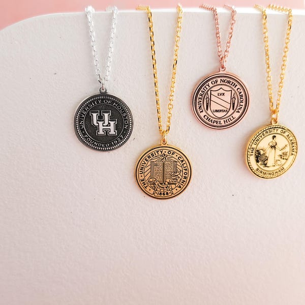Custom Engraved Graduation Necklace-College Necklace- Crest Necklace-Graduation  Gift - Custom Necklace-Sterling Silver  Custom Necklace