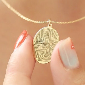 14k Solid Gold Memorial Fingerprint-Fingerprint Handwriting Necklace in Solid Gold  • Memorial Gift • Gift for her-Family Gifts