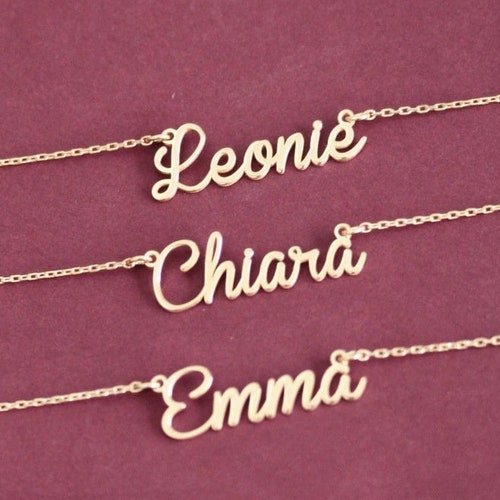 Handmade 14k Solid Gold Name Necklace Personalized 14k White Etsy