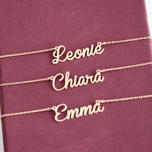 14k Solid Gold Name Necklace-Name Necklace Gold-Personalized Name -Bridesmaid Gift,Name Jewelry-14K White Gold Name-Real Gold Name Necklace