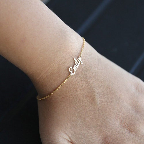 Custom Name Bracelet Personalized Bracelet Gold Name Etsy