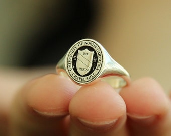 Tiny Family Crest Ring-Wapenschild-Familie Ring-Gepersonaliseerde Sieraden-Gepersonaliseerde Ring-Gouden Ring-school ring