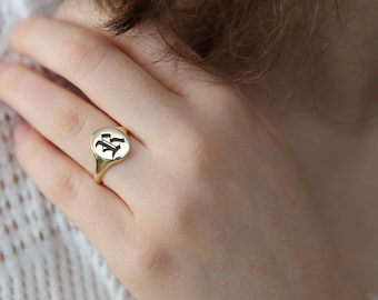Initial Signet Ring- Monogram Ring-Personalized Signet-Signet Ring-Personalized Jewelry-Gold Signet Ring-Monogram Jewelry-Bridesmaid