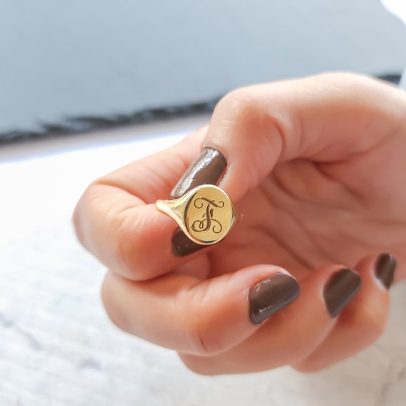 Bague Chevalière Plaquée Or - Monogrammée MD - Taille 11-2 - Occasion à Personnaliser