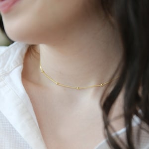 14k Gold Filled Mini Ball Necklace-Sphere Necklace-Satellite Chain-14k gold Chain Necklace-Layering Necklace-Dainty Necklace-Gift For Her