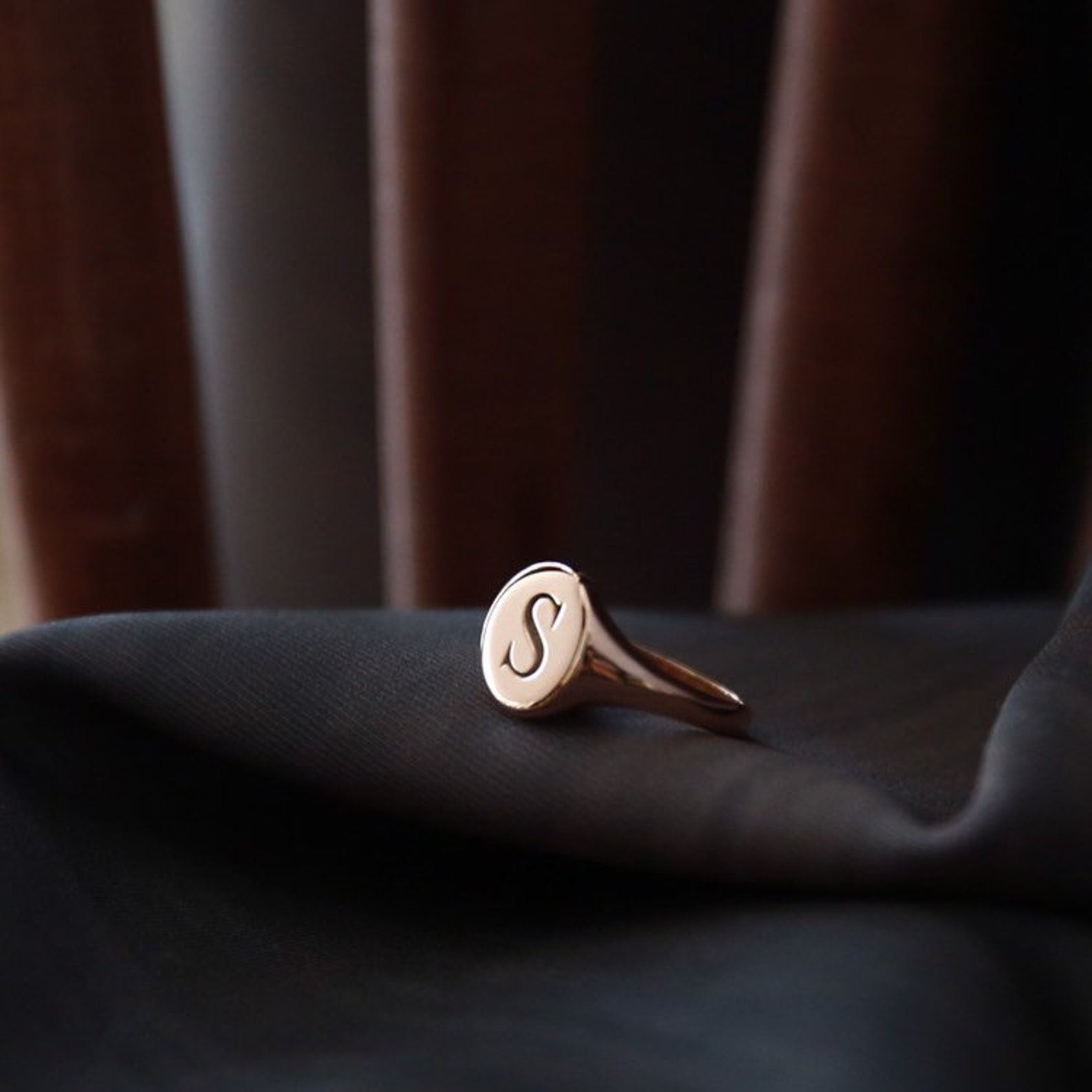 Signet Ring R Initial Initial Signet Ring-personalized Signet Ring-initial Signet Ring-letter ...