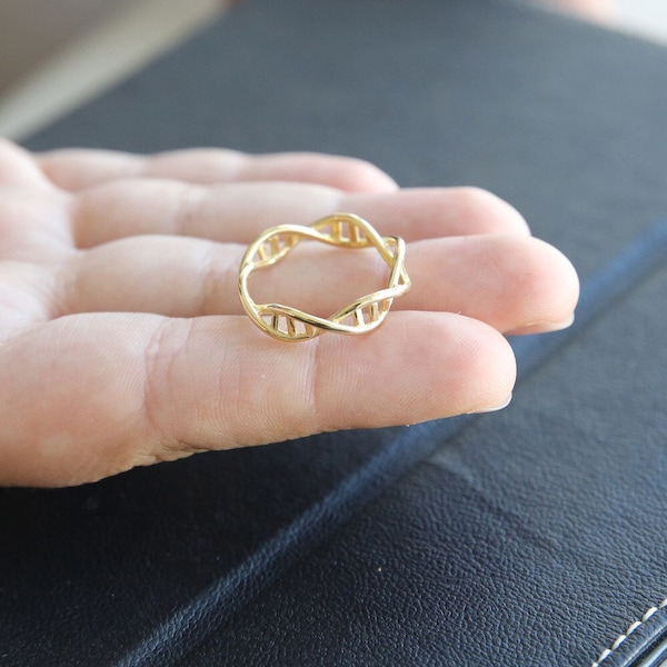 Gold Dna Ring-Dna Ring-Science Ring-Chemistry Ring-Molecule Ring-Sterling Silver Dna Ring-Biology Ring