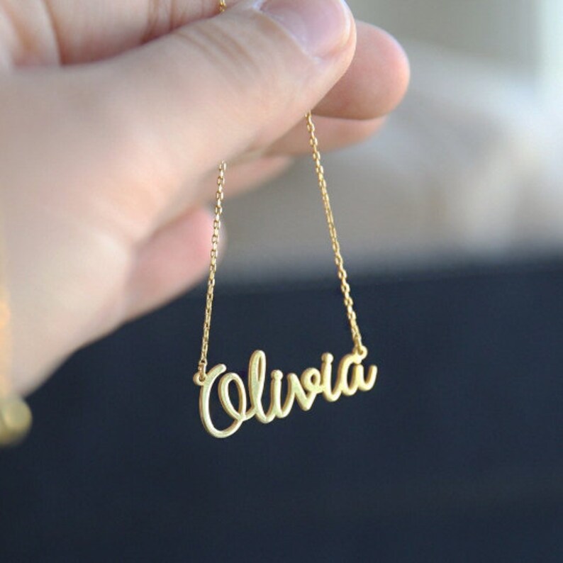 14k Solid Gold Name Necklacename Necklace Goldpersonalized Etsy