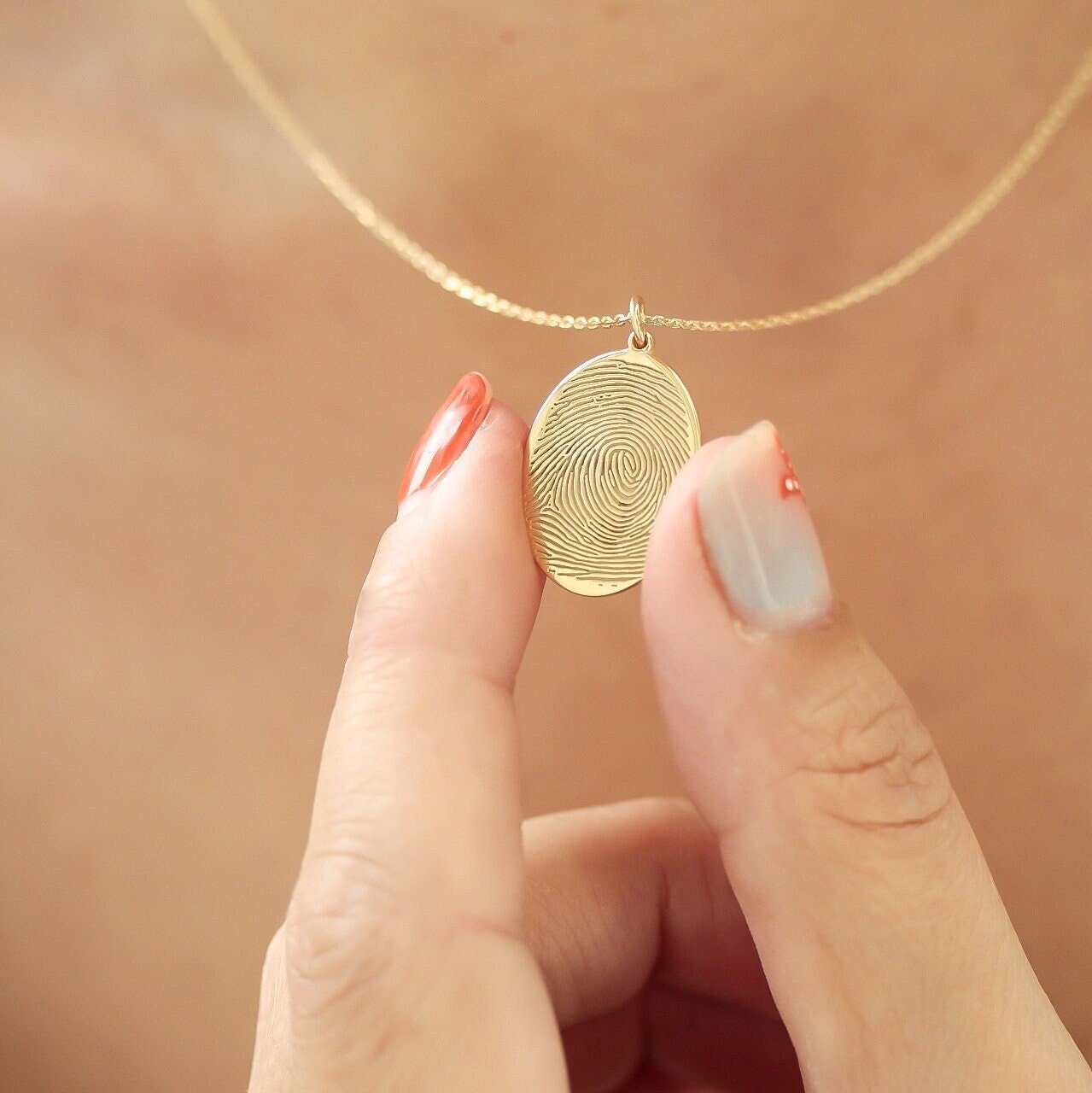 14k Solid Gold Memorial Fingerprint-Fingerprint Handwriting Necklace in Solid Gold  • Memorial Gift • Gift for her-Family Gifts