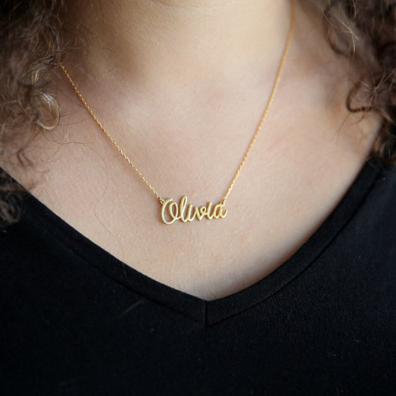 14k Solid Gold Name Necklace Name Necklace Gold Personalized Etsy Australia