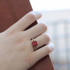 Red Coral Stone Gemstone Statement Ring Gift Jewellery For Girl Women 925 Sterling Silver Red Coral Ring Size US 8 