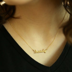 14k Solid Gold Name Necklace-Name Necklace,Gold-14K Personalized Name -Bridesmaid Gift,Name Jewelry-14K White Gold Name Necklace-Custom Gold