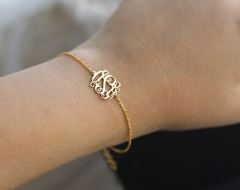 Dainty Monogram Bracelet-Monogram Jewelry-Gold Monogram Bracelet-İnitial Bracelet-Monogram-Bridesmaid Gift-Personalized Bracelet