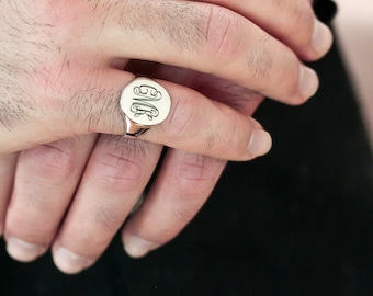 Unisex Signet Ring-Signet Ring-Gold Signet Ring-Monogramm Ring-Initial Ring-Man Signet Ring-Personalisierter Ring-Personalisierter Schmuck-Geschenk für Sie