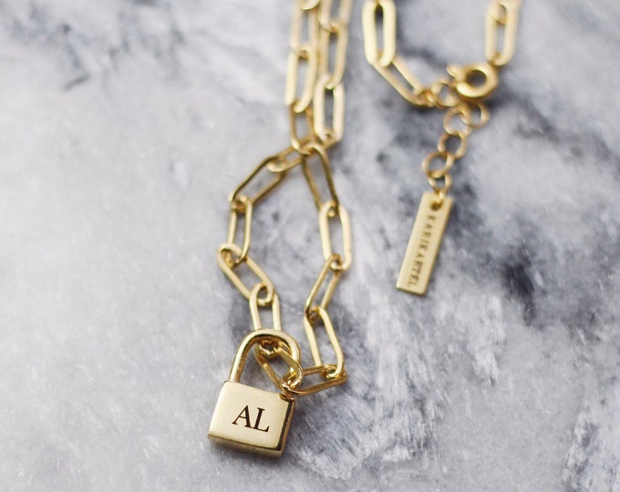 Chunky Gold Lock Necklace Tiny Lock Necklace Padlock Etsy