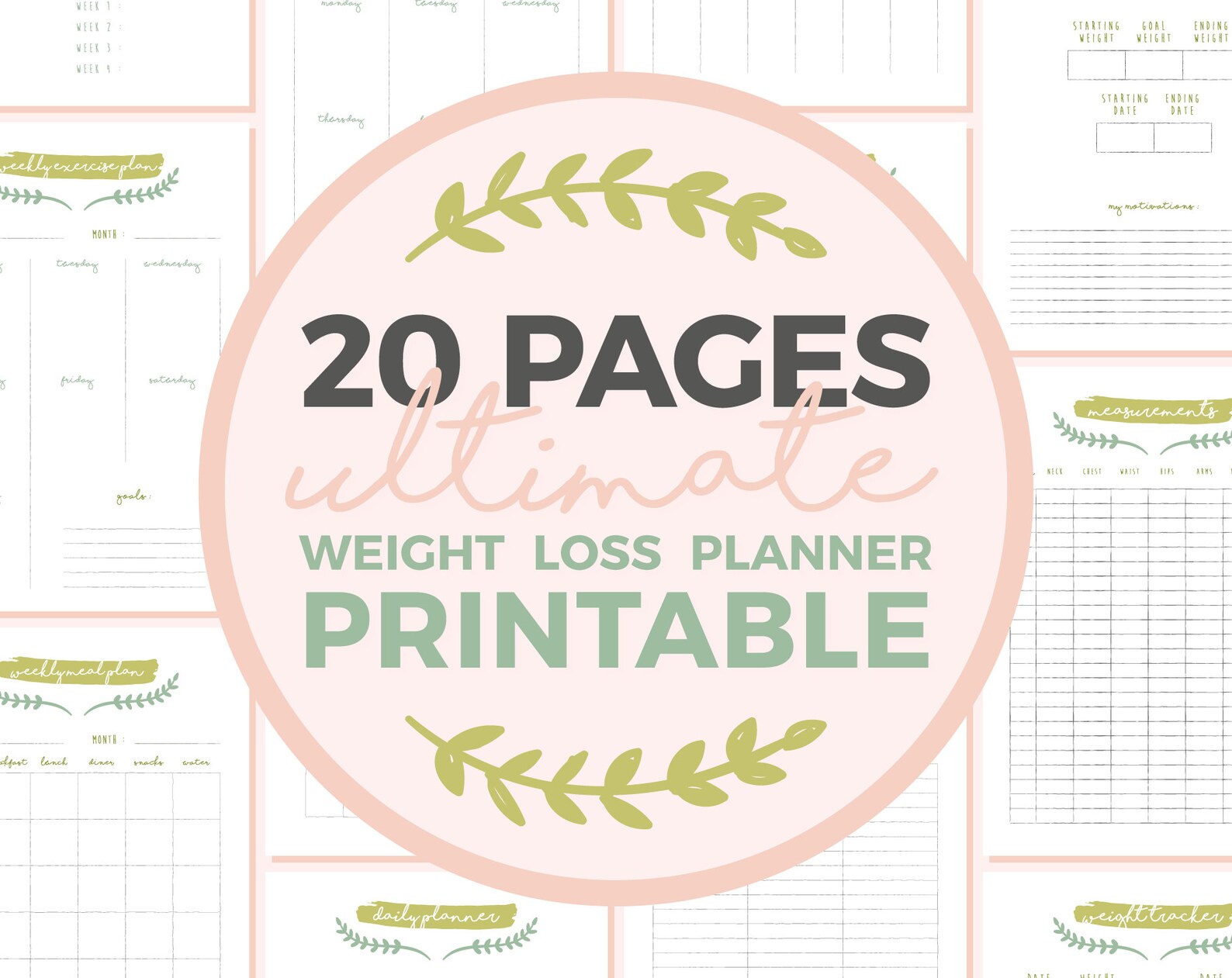 A4 Ultimate 20 Pages Weight Loss Planner PRINTABLE | Etsy