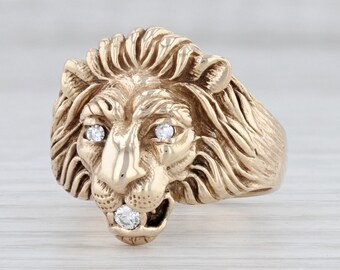 peomise ring Cat Lion Tiger Ring 14k yellow gold over animal jewelry animal ring 3ct oval 4 lion ring lion gift ruby diamond ring