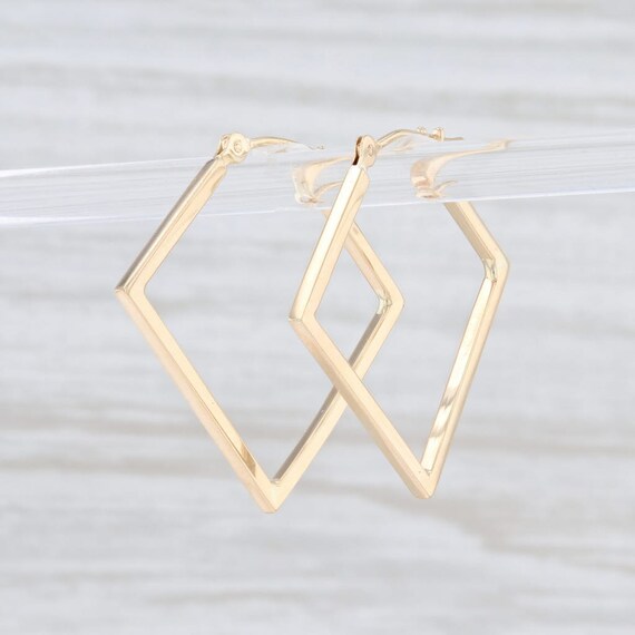 Square Hoop Earrings, Yellow Gold Earrings, Pierce