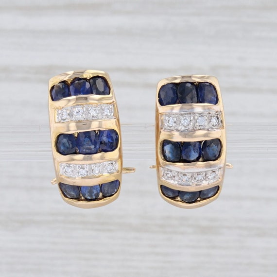 Sapphire Drop Earrings, CZ Earrings, Yellow Gold E