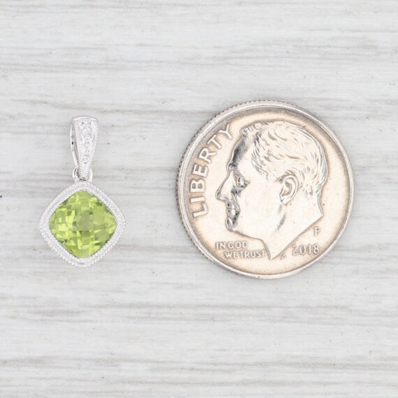 New 1ct Peridot Drop Pendant 14k Gold Cushion Sol… - image 4