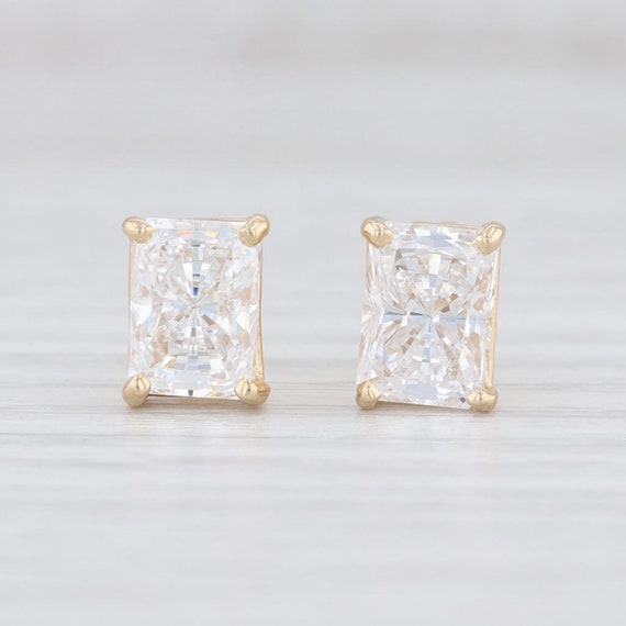 CZ Stud Earrings, Gold Earrings, Emerald Cut Studs