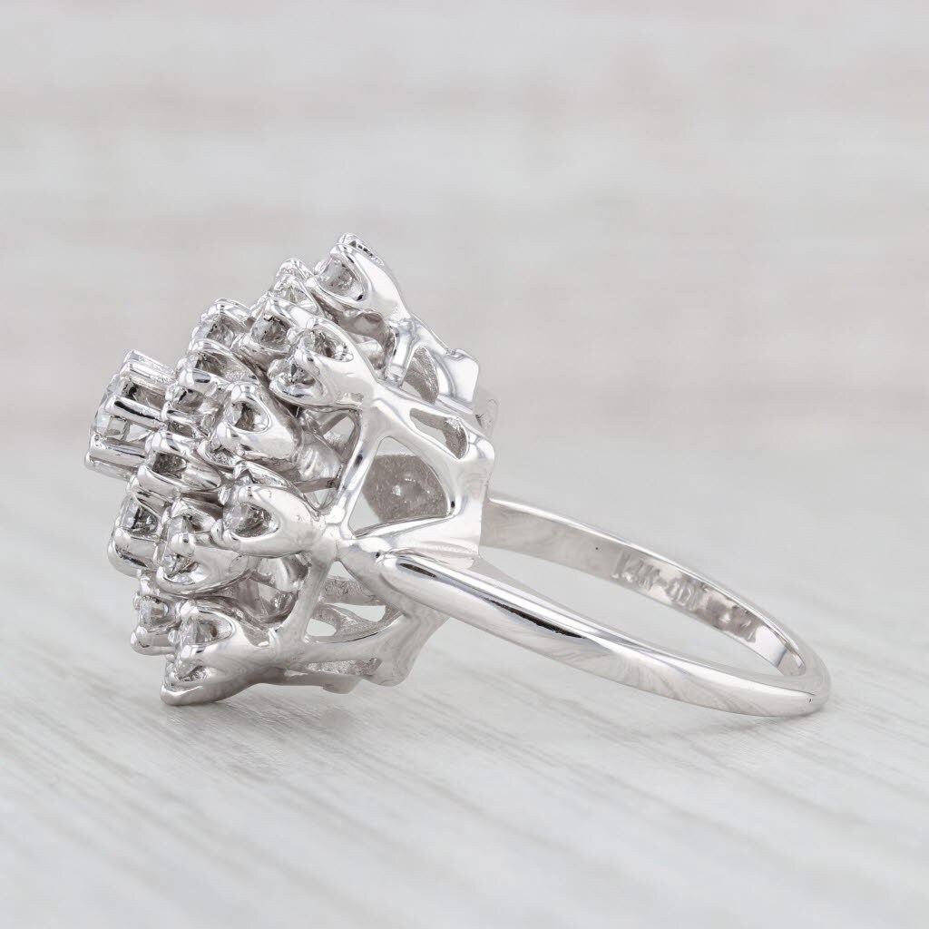 2.58ctw Diamond Cluster Ring 14k White Gold Size 8.25 Cocktail
