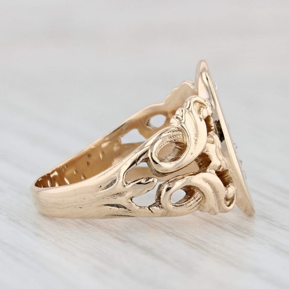 Victorian Diamond Masonic Signet Ring 10k Gold Si… - image 5
