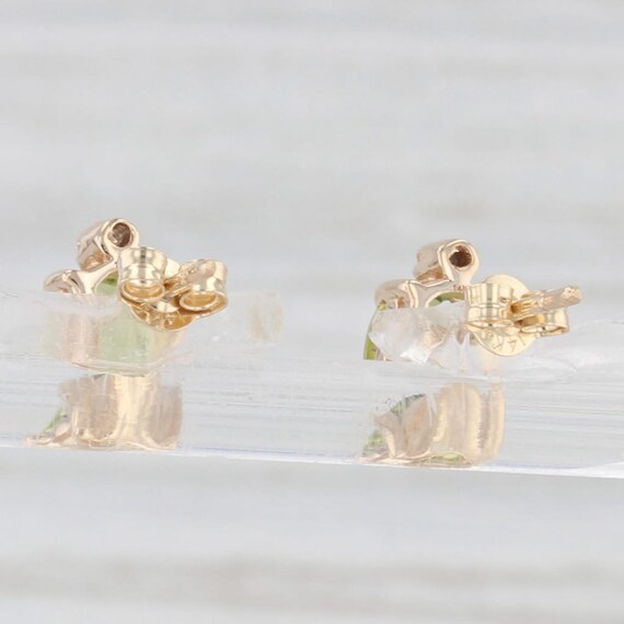 1ctw Oval Peridot Diamond Stud Earrings 14k Yello… - image 3