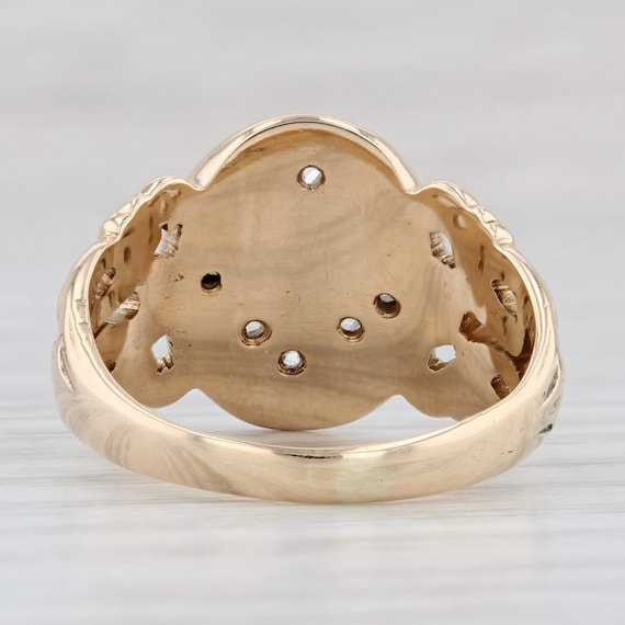 Victorian Diamond Masonic Signet Ring 10k Gold Si… - image 4